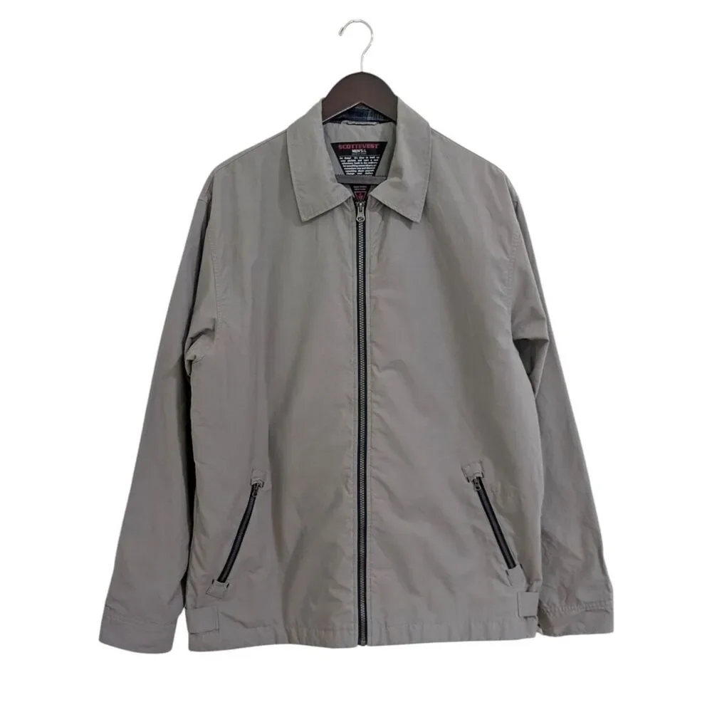 SCOTTEVEST Men's Grey TEC Travel Jacket Size L Multi-Pocket Utility Techwear